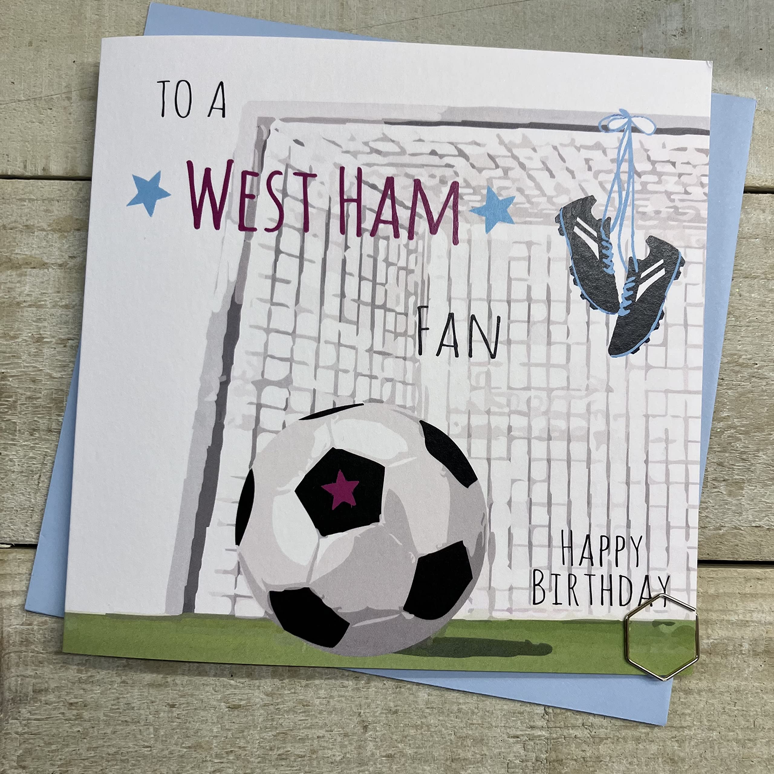 WHITE COTTON CARDS WEST HAM FOOTY STARS NET - FOOTBALL BIRTHDAY CARD (FFN12) — image 1