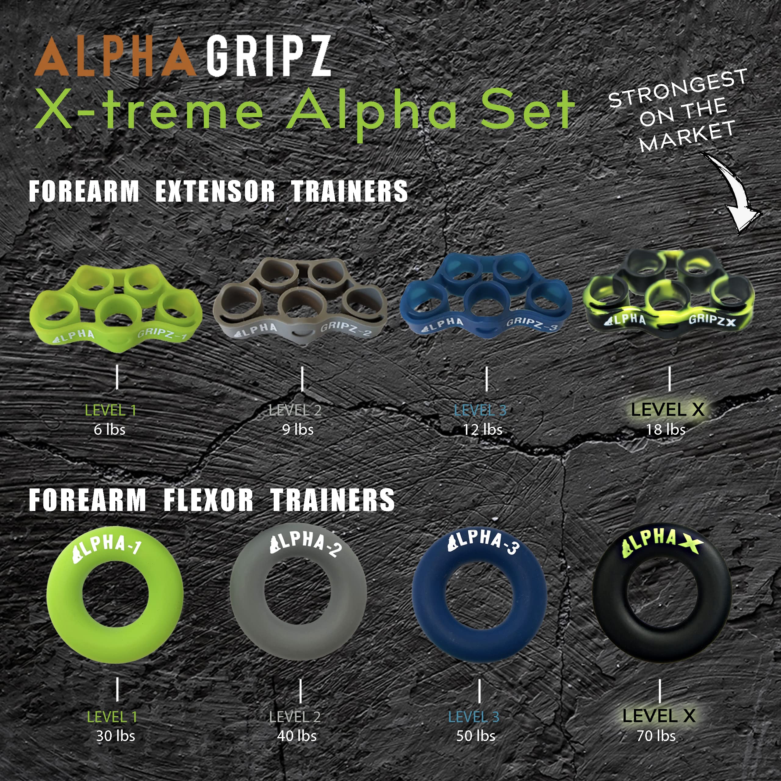 Amazon.com : X-TREME ALPHA GRIPZ Set - Strongman Extensor Trainers