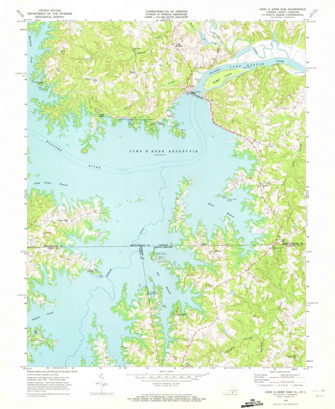 1968 John H Kerram, VA - Virginia - USGS Historical Topographic Map : 44in x 55in