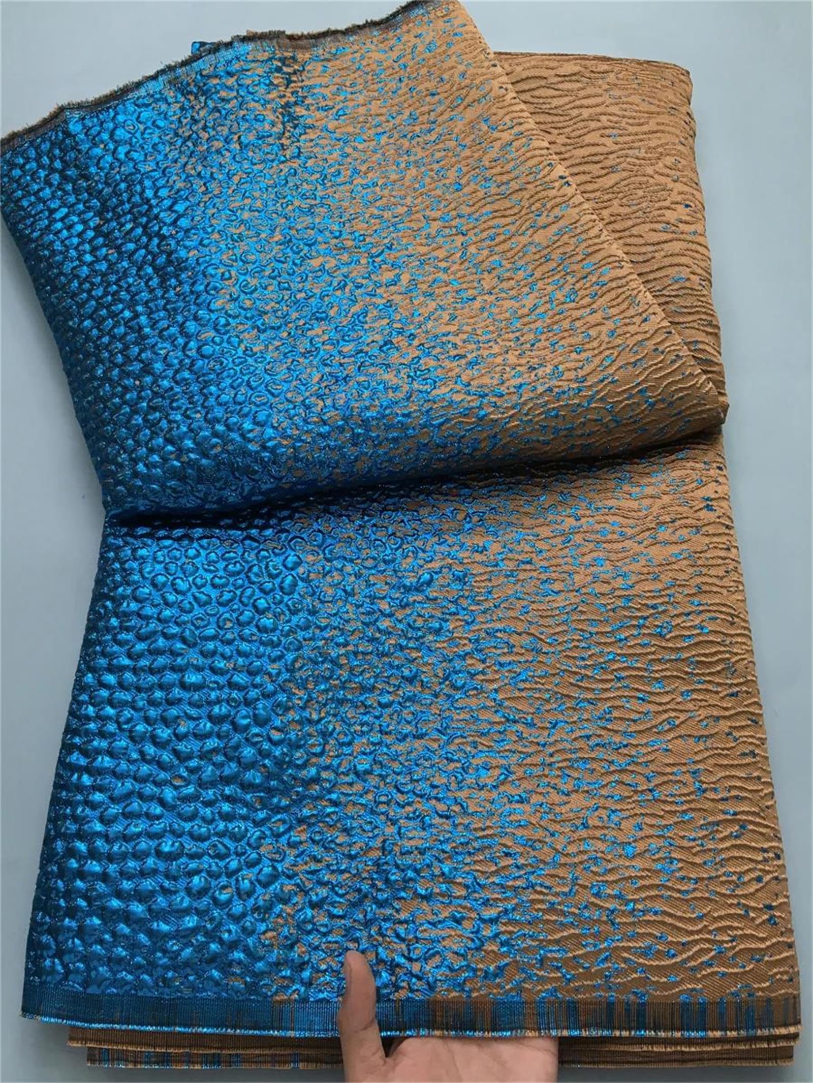 Tkanina organza, 5 jardów wielokolorowej, teksturowanej tkaniny ślubnej z organzy poliestrowej z brokatem i koronką, 120 cm(3 Brocade Lace)