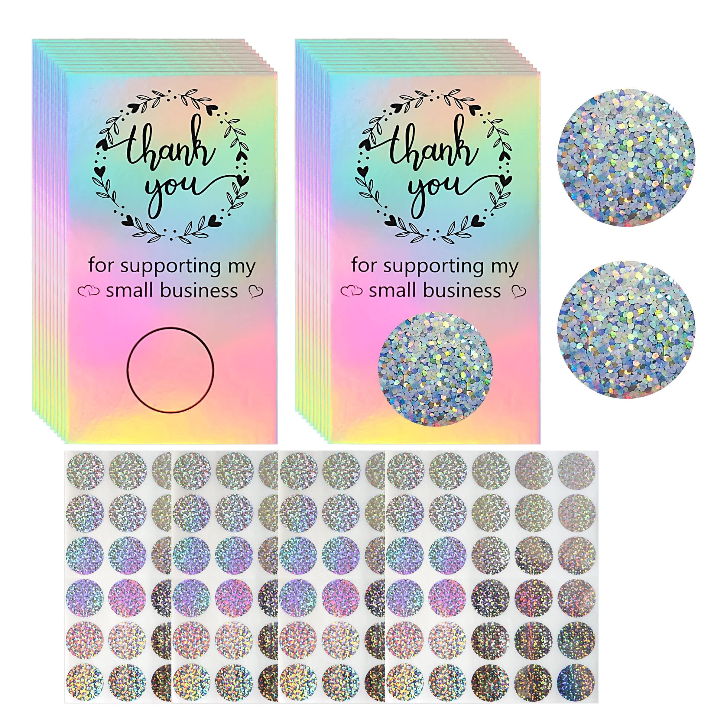 INKNOTE 120pcs Scratch Cards for Small Business Gift Certificates Cardstock and Laser Stickers for Purchase Supporting DIY Coupon Salon Spa Restaurant