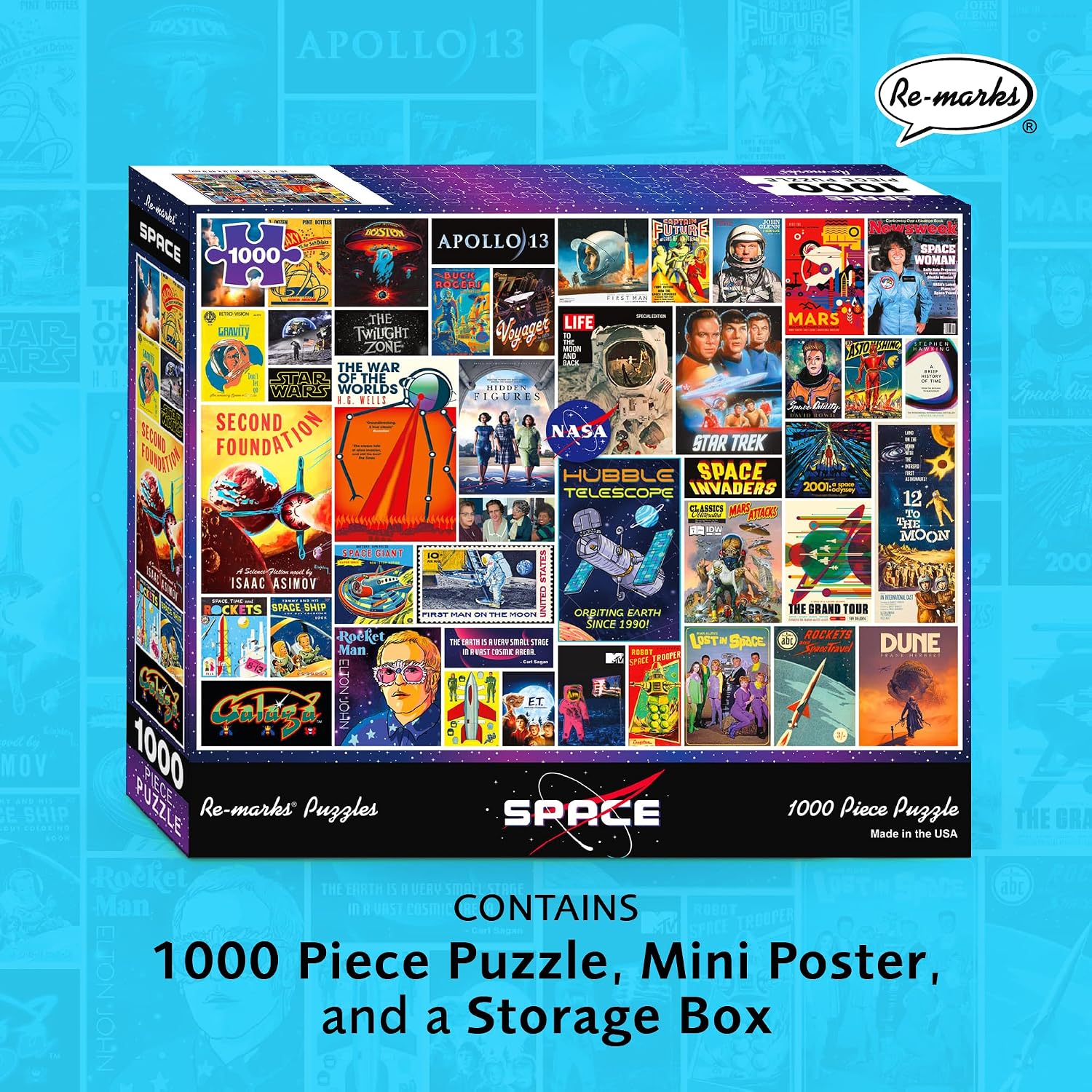 Re-marks Space Collage Puzzle, 1,000-Piece Jigsaw Puzzle for All Ages