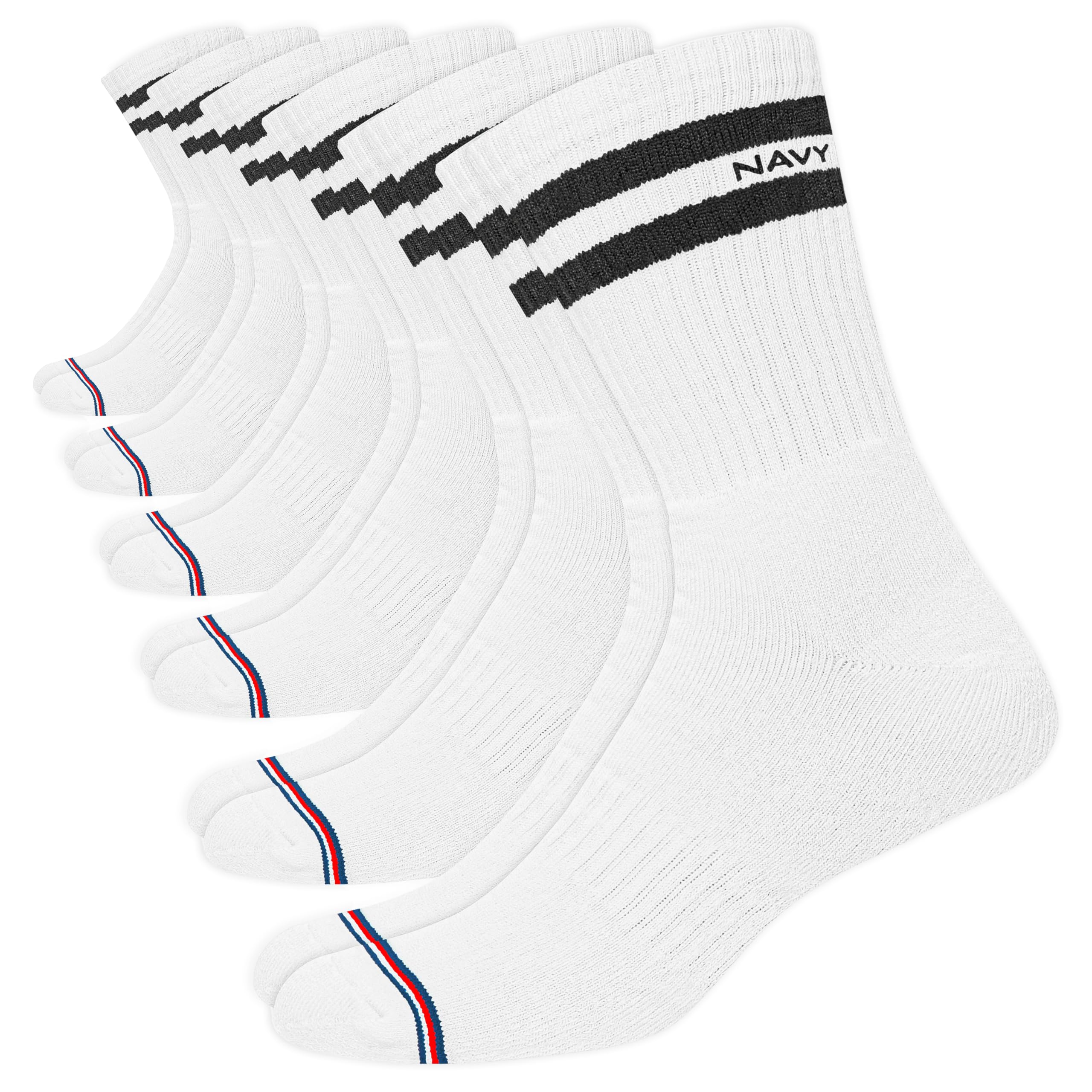 NAVYSPORT Advance Series Sports Socks Tennis Socks Work Socks Men & Women Cotton Unisex Crew Socks (6 Pairs)