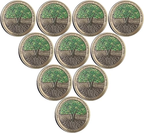 Miniatura 7 de Arraigado en Cristo El Señor es Mi Roca Mi Fortaleza Mi Libertador Moneda de Desafío Christian Pocket Hug Token