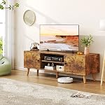 Mexin TV Stand for 55 60 Inch TV, Entertainment Center with Storage, TV Console Bench with 2 Cabinets 4 Cord Holes for Living Room Bedroom - Rustic Brown