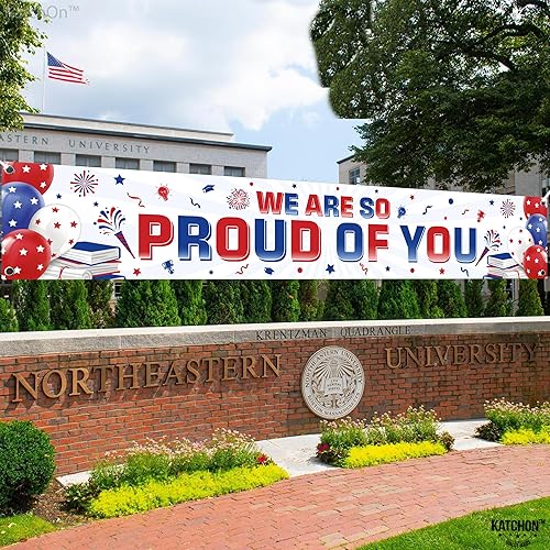 Miniatura 7 de KatchOn, Cartel con texto en inglés We Are So Proud of You  Cartel extragrande de 120 x 20 pulgadas  Cartel de graduación para decoraciones de