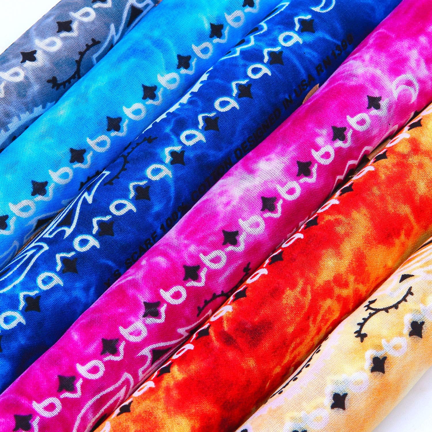 URATOT 12Pcs Paisley Cotton Bandana Printed Head Scarf Set | Rich color options classic paisley printed available for both adults and children with diverse usage scenarios