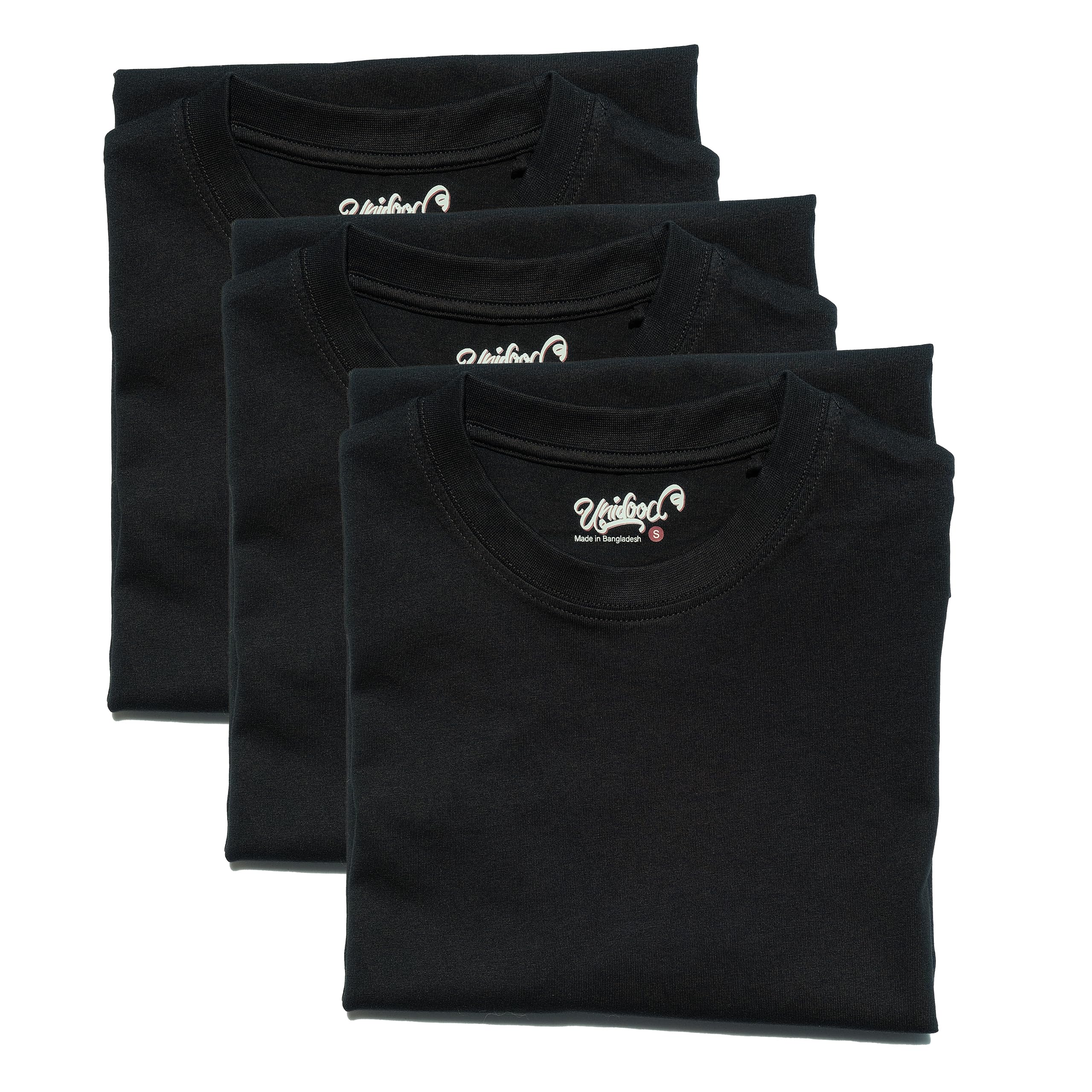 UNIDOOD | Pack de 3 | Camiseta de Manga Corta para Hombre y Mujer | Camiseta de Cuello Redondo 100% Algodón Peinado