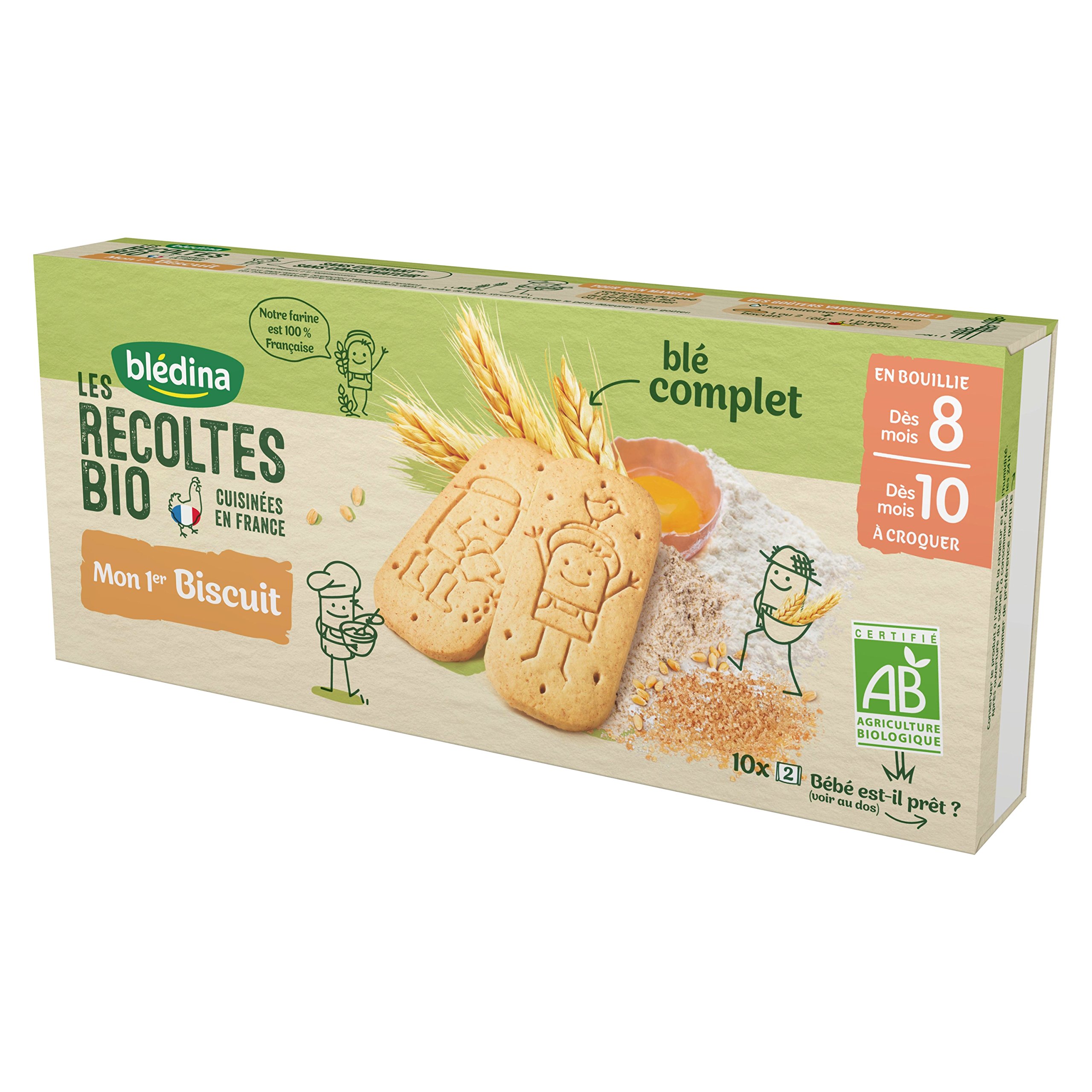 Blédina Les Récoltes Bio Mon Premier Biscuit Bio Nature (Pack de 14)