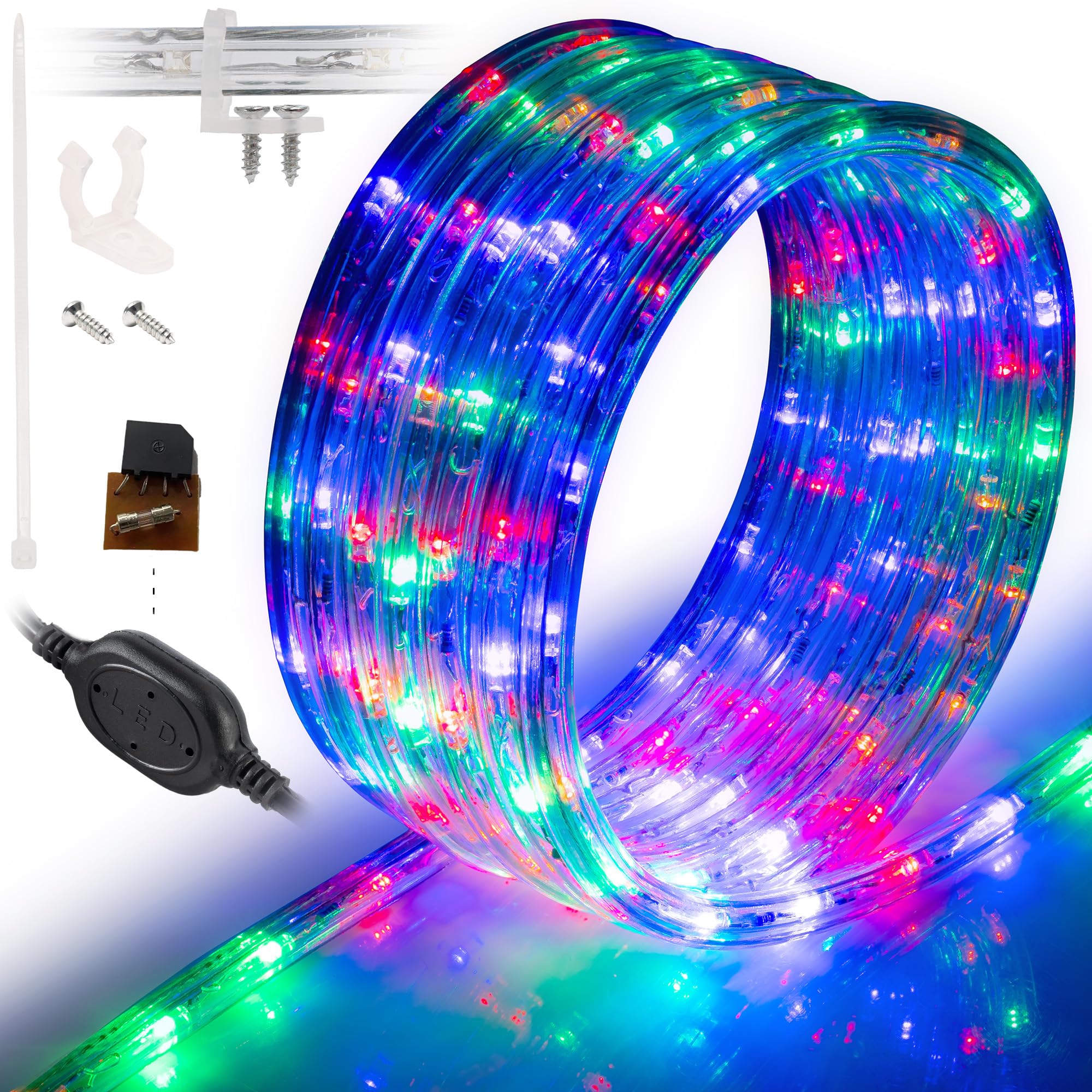 WYZworks 1116LEDs 100ft LED Outside Rope Lights, Outdoor ETL Certified Waterproof Permanent 360 Degree Light Emitting, Flexible Tube, Connectable,