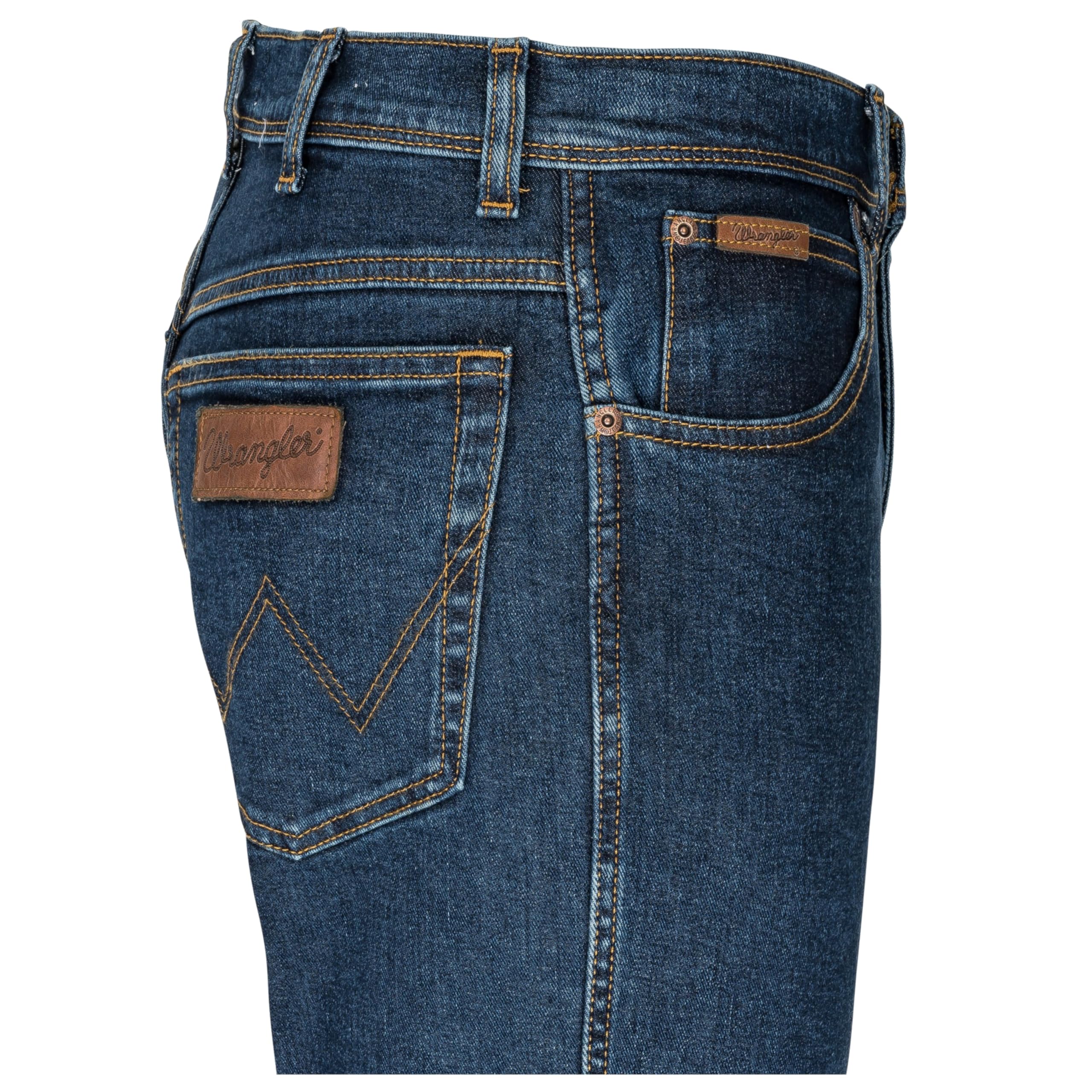 Wrangler Texas Herren-Stretchjeans Regular Fit Authentic Straight in verschiedenen Waschungen mit Gürtel in schwarz oder braun (W40/L36, Darkstone + schwarzer Gürtel)