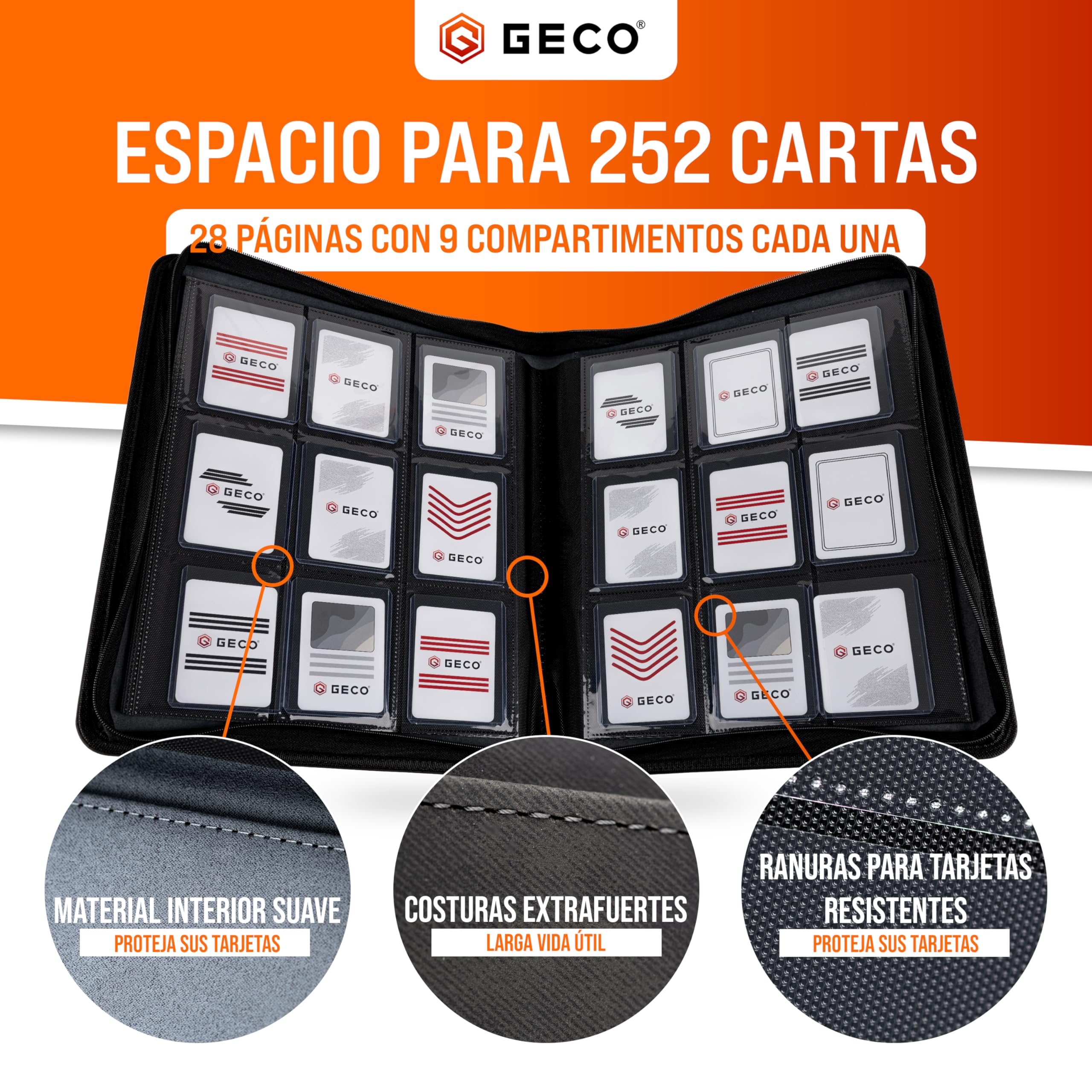 Toploader Binder - Álbum Toploader Premium de 9 compartimentos con 252 compartimentos para Toploader estándar de 3''x4'' - Álbum de cromos - Carpeta de cromos - Negro