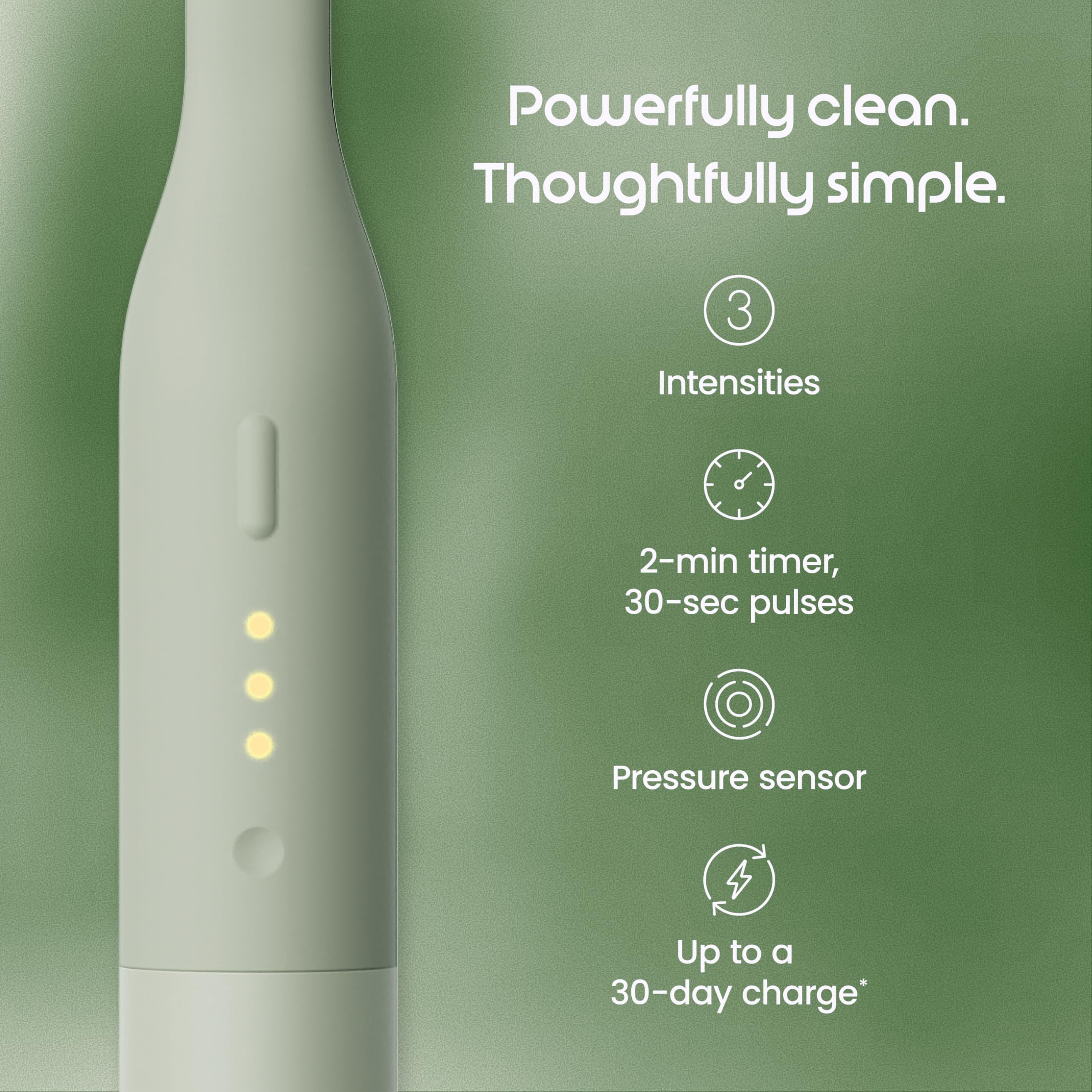 Quip Spazzolino elettrico sonico ultra lite, design sottile e leggero, 3 modalità di spazzolatura, rimozione della placca 15 volte, sensore di pressione e batteria da 30 giorni, prato