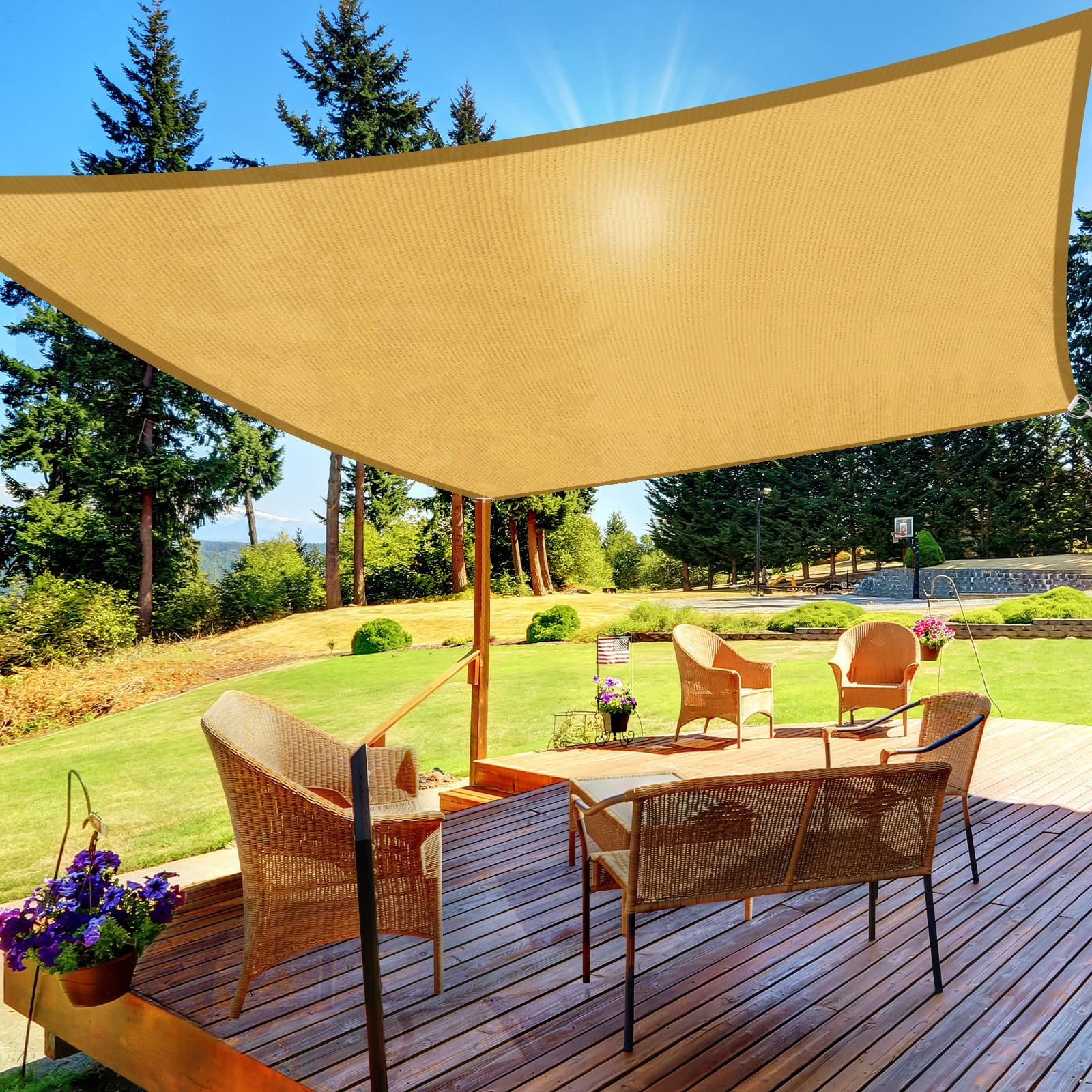 Shade&Beyond 10'x15' Sun Shade Sail Canopy Rectangle, UV