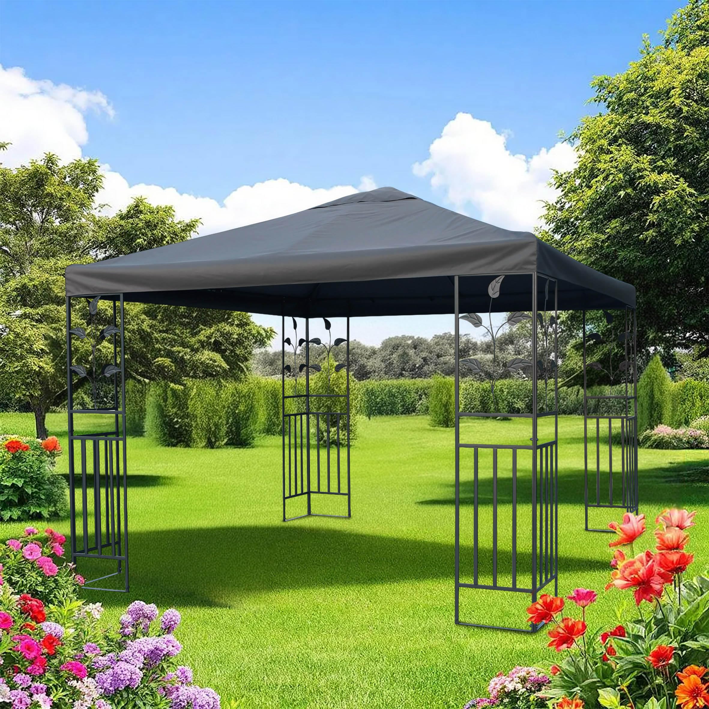 Pavillon Ersatzdach wasserdicht mit PVC Beschichtung 3 x 3 Meter - anthrazit - Universal Pavillondach - Garten Party Pavillon Dach Sonnenschutz