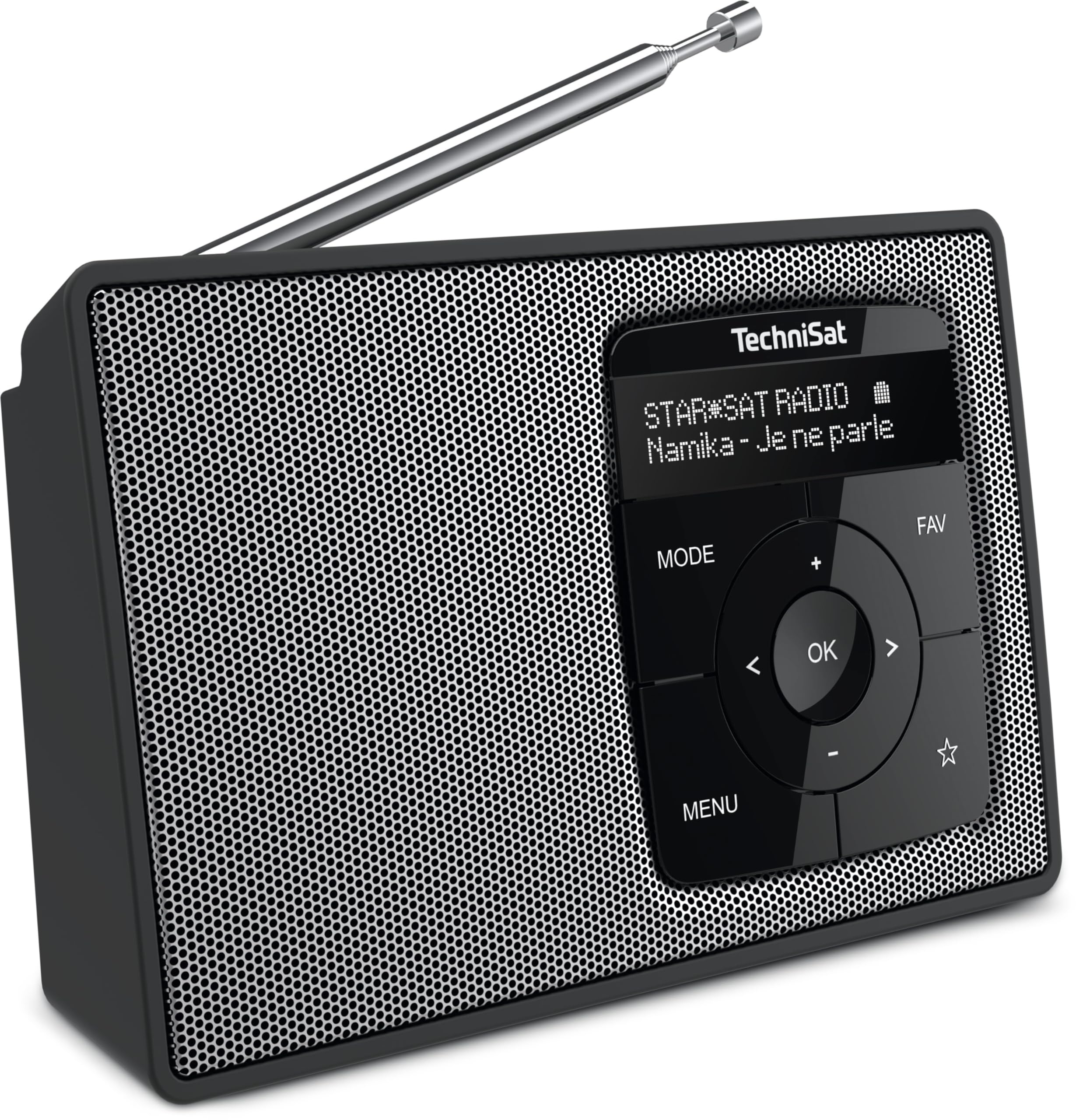 TechniSat Digitradio 2 – przenośne radio DAB+/FM z akumulatorem (z Bluetooth Audio Streaming, funkcja budzika, wyświetlacz OLED, gniazdo słuchawkowe, głośnik 1 W RMS) czarny/srebrny