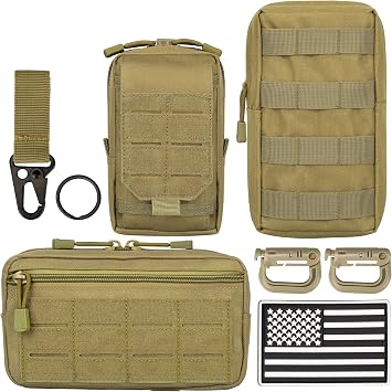 MOLLE Utility Pouch Kit, Tactical Pouch for Duty Use | Multi-Function MOLLE Pouch Kit With Phone Holder, Water Bottle Pouch & EDC Pouch for Outdoor, Hiking & Camping