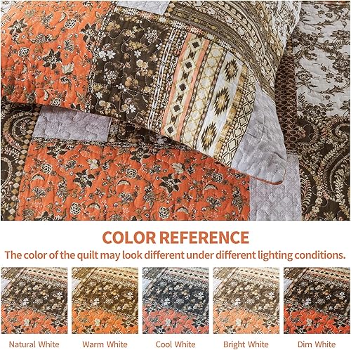 Vista 18 de TWINRUN Colchas de algodón tamaño Queen, colchas ligeras de tamaño Queen para cama, suave, reversible, a cuadros, floral, juego de ropa de cama