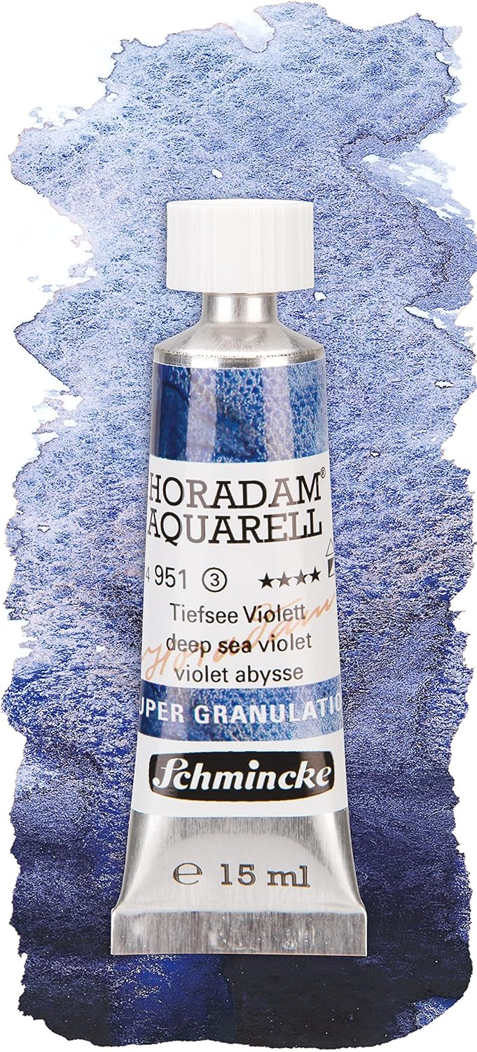 Schmincke - HORADAM® AQUARELL, Super- Granulation Set Deep Sea, 5 x 15 ml tubes, 74 841 097, wooden box, very strong supergranulating watercolor paints