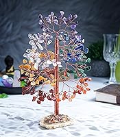 Vista 14 de Rose Quartz Gemstone Tree of LifeNatural Reiki Crystals Gemstone Chakra Tree for Positive Energy, Geode Agate Slice Base, Feng Shui Decor, Good