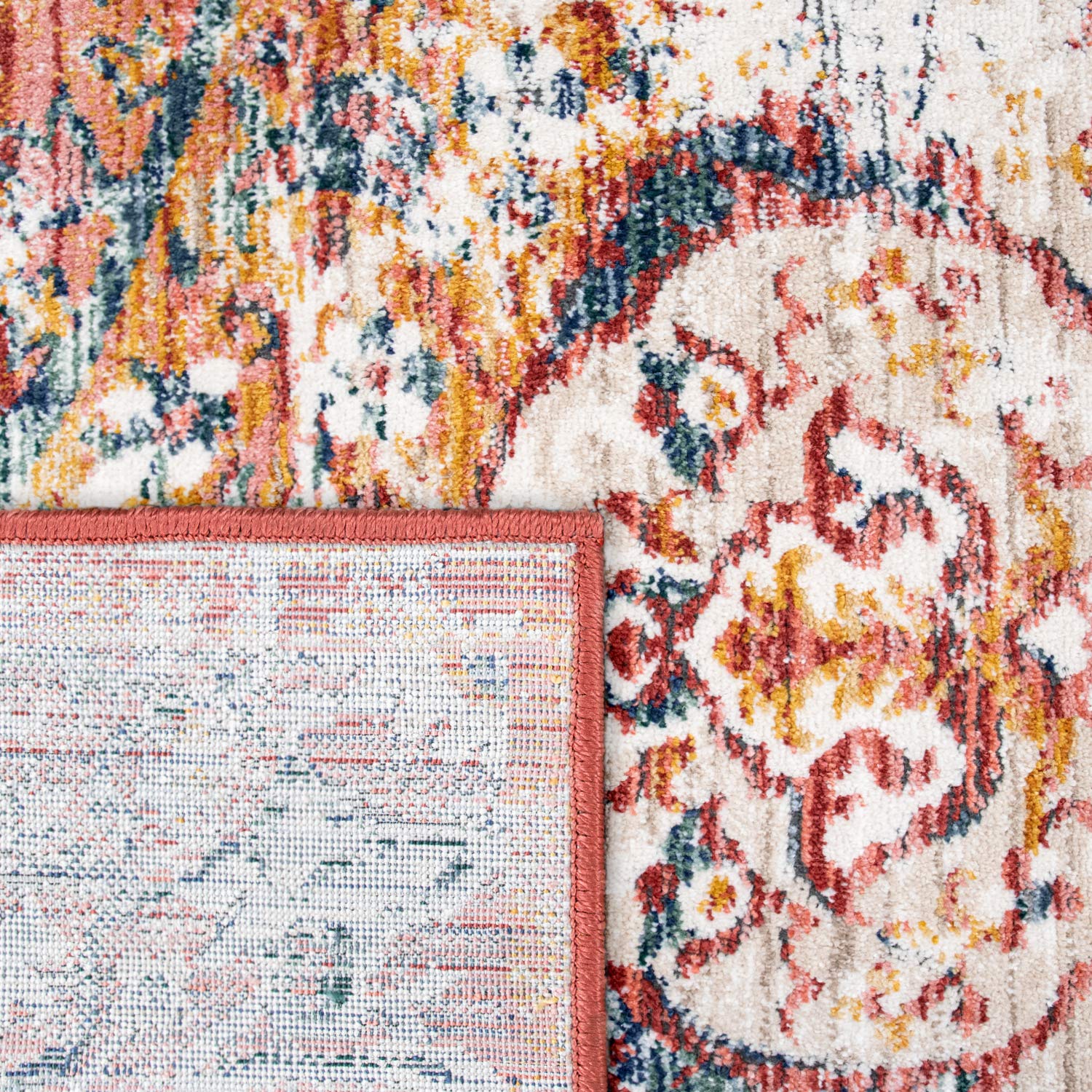 Paco Home Tapis De Salon Tapis Poil Ras Tapis Vintage Abstrait Oriental Moderne Bordure 50026339