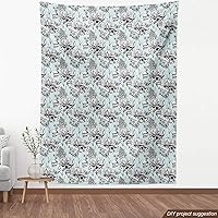 Vista 340 de Ambesonne Tela de Fiesta Popstar por Yarda, Estilo de Dibujos Animados Garabatos Dibujados a Mano Tema Musical Impresión de Arte Lineal, Tela