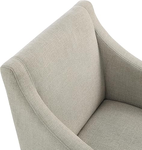 Miniatura 9 de Modway Alton Silla de comedor tapizada con brazos en lino natural – Silla de cocina acolchada moderna de mediados de siglo con patas de madera –