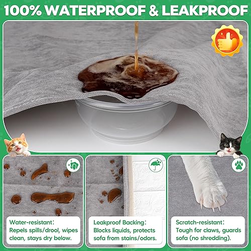 Miniatura 7 de Loiion Protector de muebles contra arañazos para gatos, antideslizante, impermeable, para mantener alejados a los gatos, protectores de sofá aptos