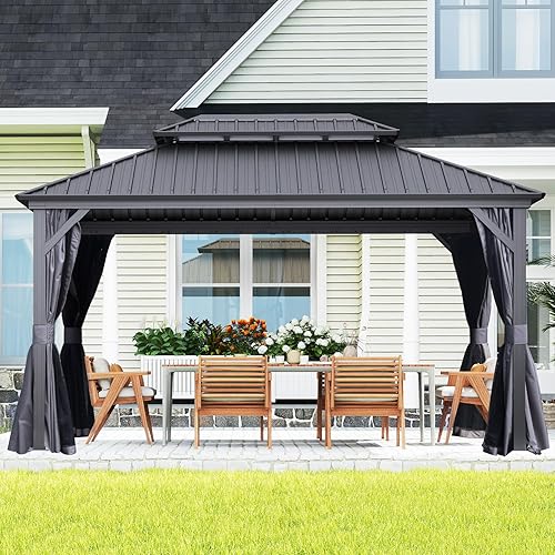 Domi 10x14FT Outdoor Gazebo, Patio Gazebo with Galvanized Steel, Hardtop