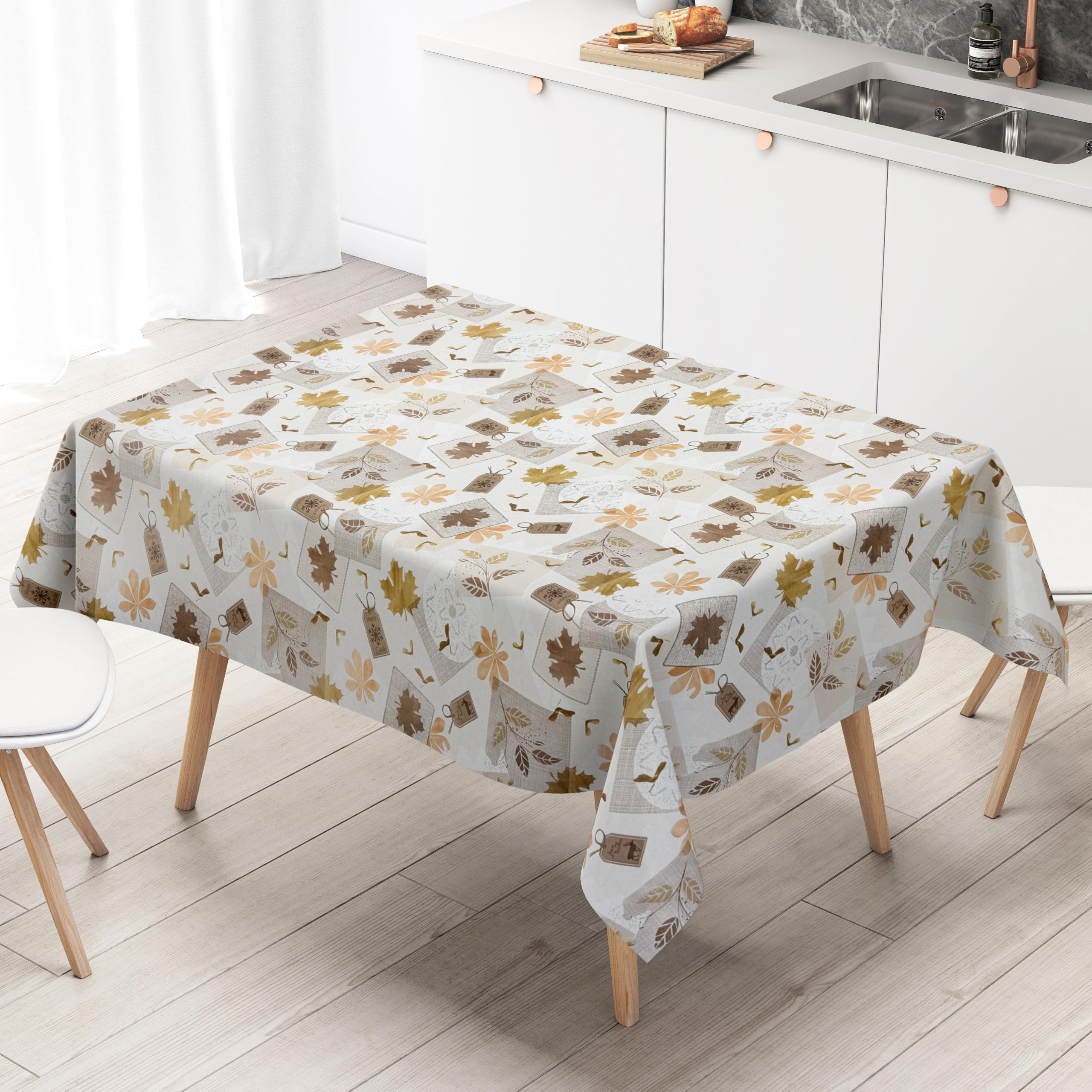 Wachstuch Tischdecke K121A Herbst KÜSST Winter Laub Blätter - Größe und Form frei wählbar + knickfreier Versand + gerollt auf Papphülse