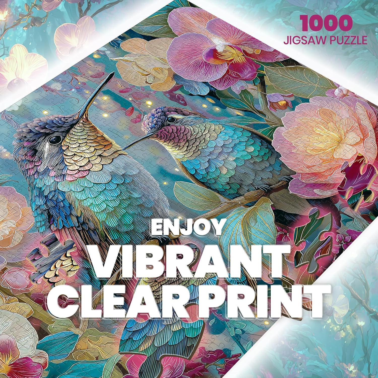 Puzzles for Adults 1000 Pieces, Hummingbird Flower Bird Nature, Animal 1000 Piece Puzzle for Adults Seniors, Jigsaw Puzzles 1000 Pieces with Letters on Back for Family Fun Gift, 1:1 Poster