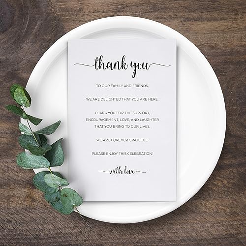 Miniatura 3 de 321Done Tarjetas de ajuste de mesa de agradecimiento (juego de 50) fabricadas en Estados Unidos  4 x 6 pulgadas, grandes, blanco y negro, boda,