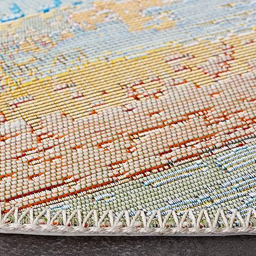 Miniatura 5 de SAFAVIEH Barbados Collection - Alfombra de área de 8 x 10 pies 5 pulgadas, color azul claro y rosa, diseño abstracto de puesta de sol, no desprende