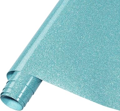 Tintnut Mermaid Blue Glitter Heat Transfer Vinyl Roll,12"x5ft Iron on Vinyl