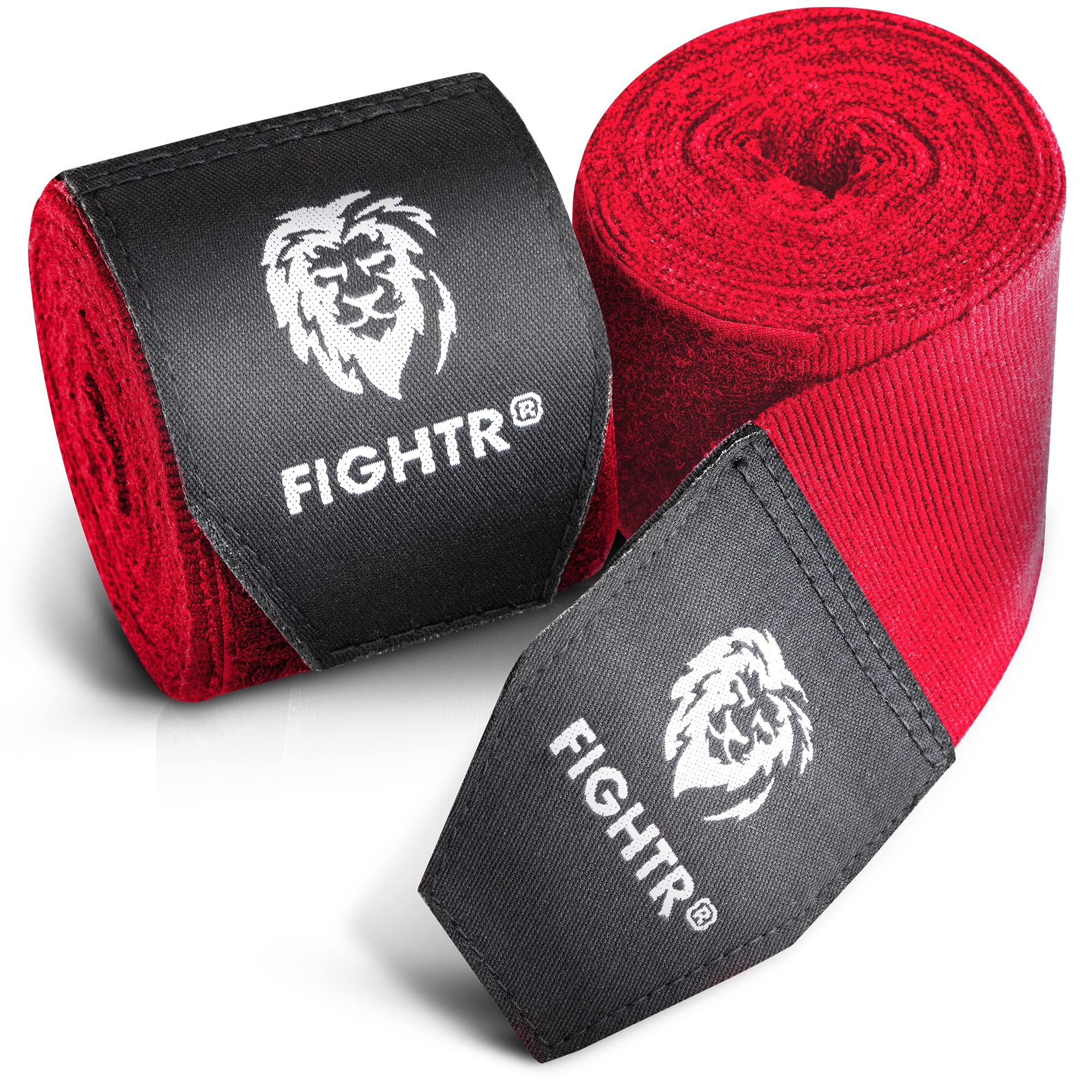 FIGHTR® Premium Handwraps 160 inches semi Elastic Hand Wraps with Thumb Loop for Boxing, MMA, Muay Thai and Other Martial Arts 4m for Men & Women (Red)