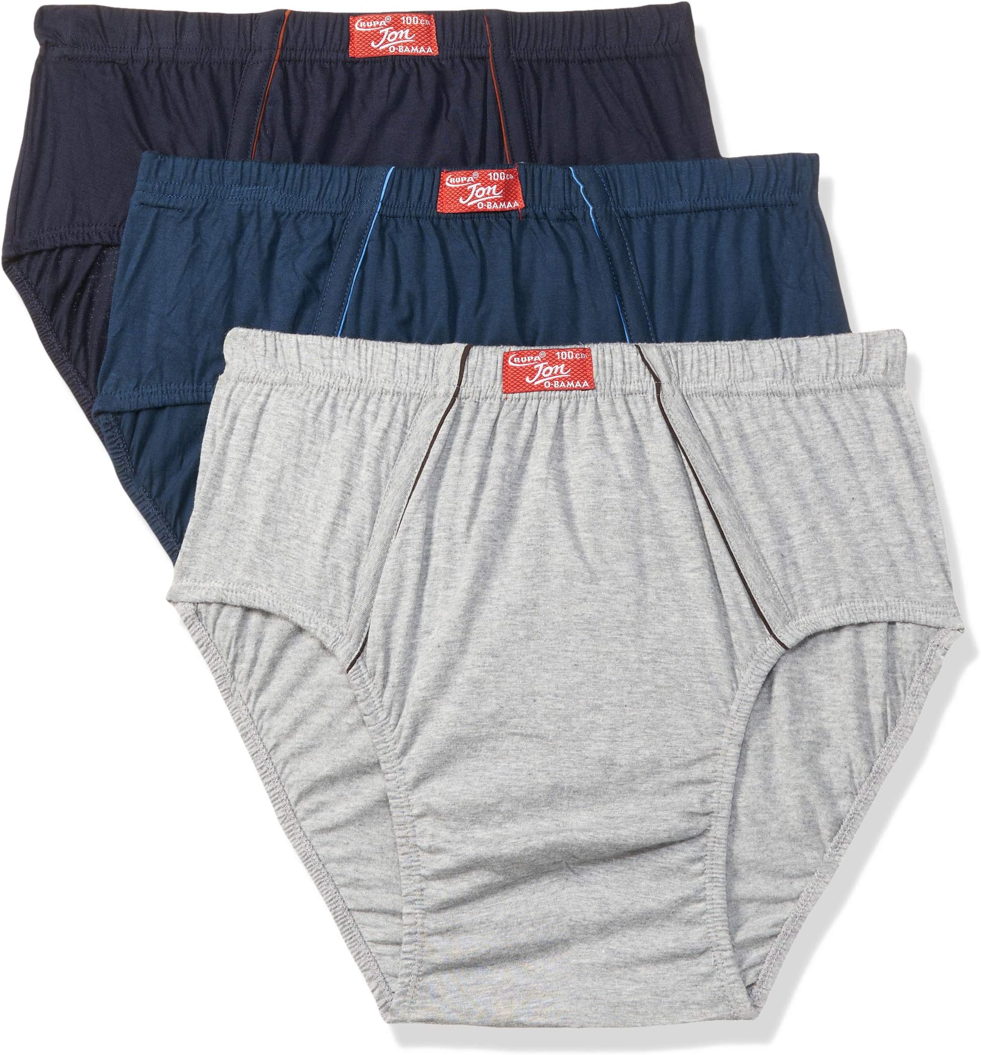Plain Brief for Men, 100% Cotton Fabric, Inner Elastic, Assorted, Pack of 3