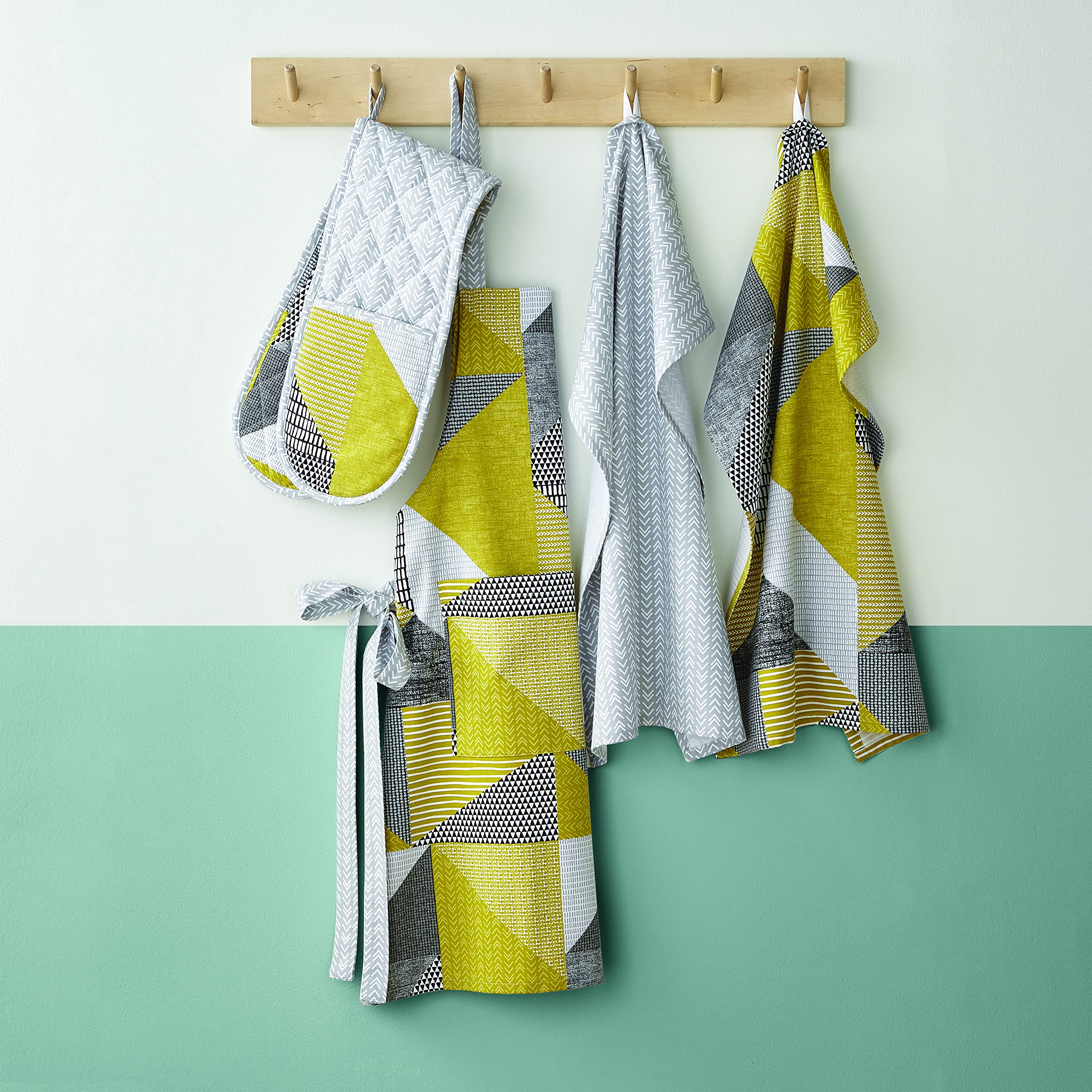 Catherine Lansfield Larsson Geo - Confezione da 2 strofinacci, colore: Grigio