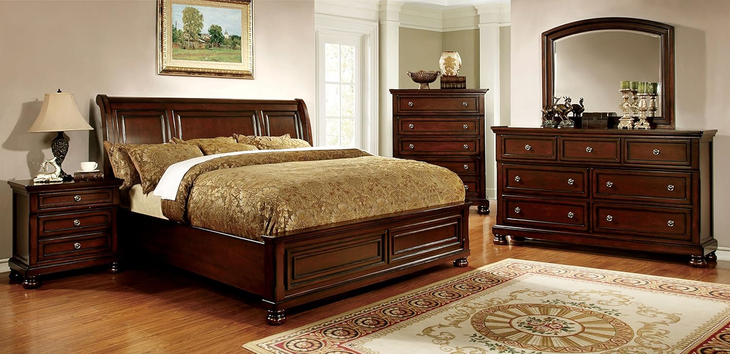Furniture of America Maveda Platform Bed, Queen, Cherry Furniture of America Maveda Platform Bed, Queen, Cherry