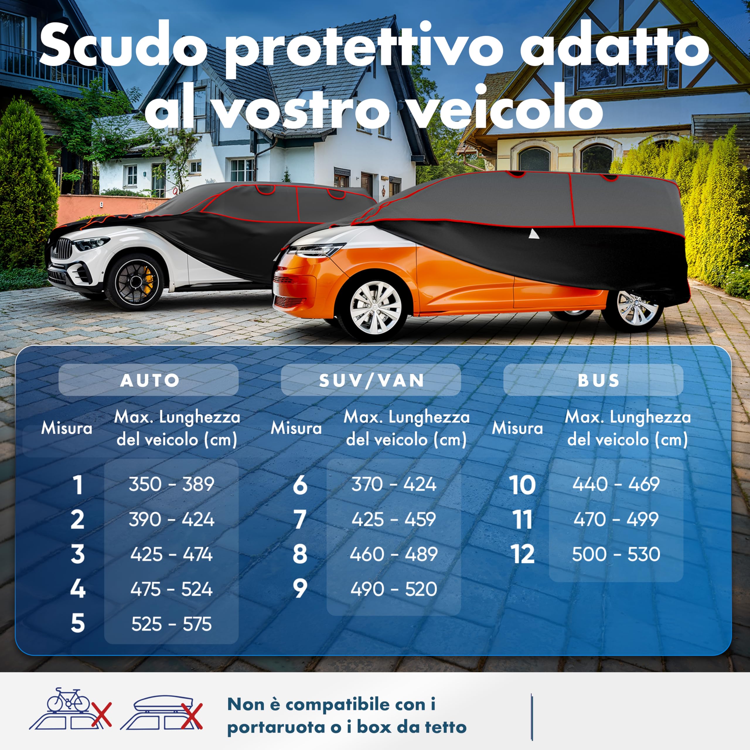 Walser Telo Copriauto antigrandine Premium Hybrid, Vincitore del confronto Molto Buono* Copertura per Auto antigrandine, Telo Protettivo Idrorepellente, Copriauto Misura 5