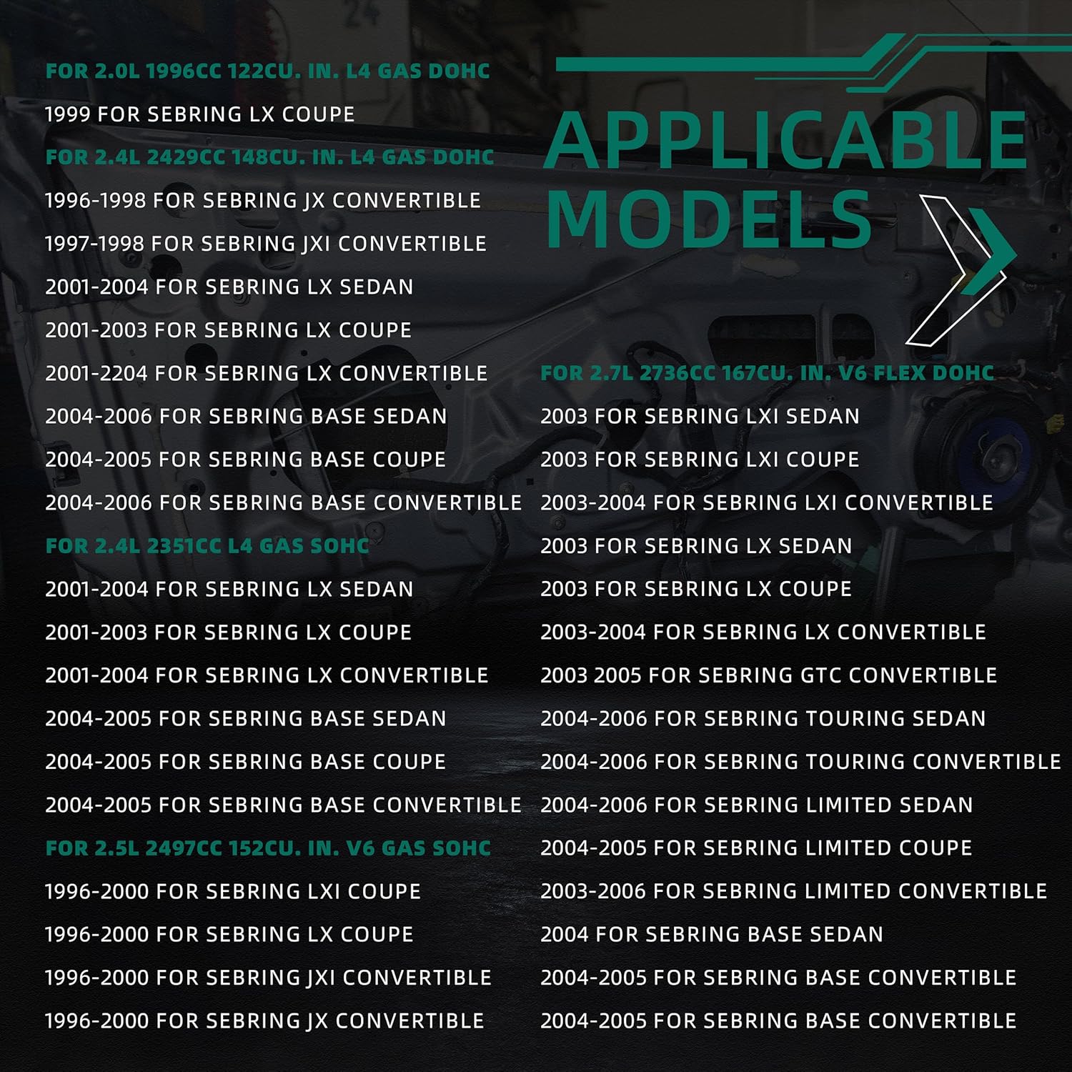 Rear Driver Side Power Window Regulator with Panel & Motor Fit for Chrysler Sebring 1996-2006#751-284 5066041AA