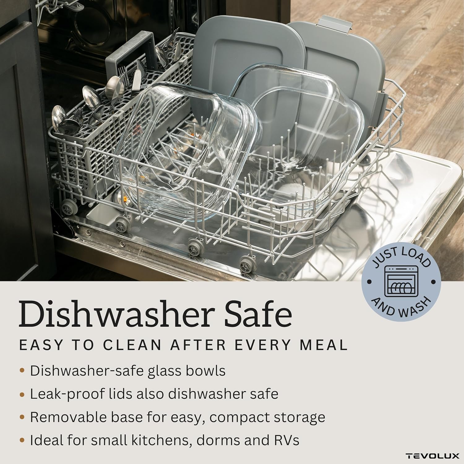 Easy cleanup with dishwasher-safe glass containers