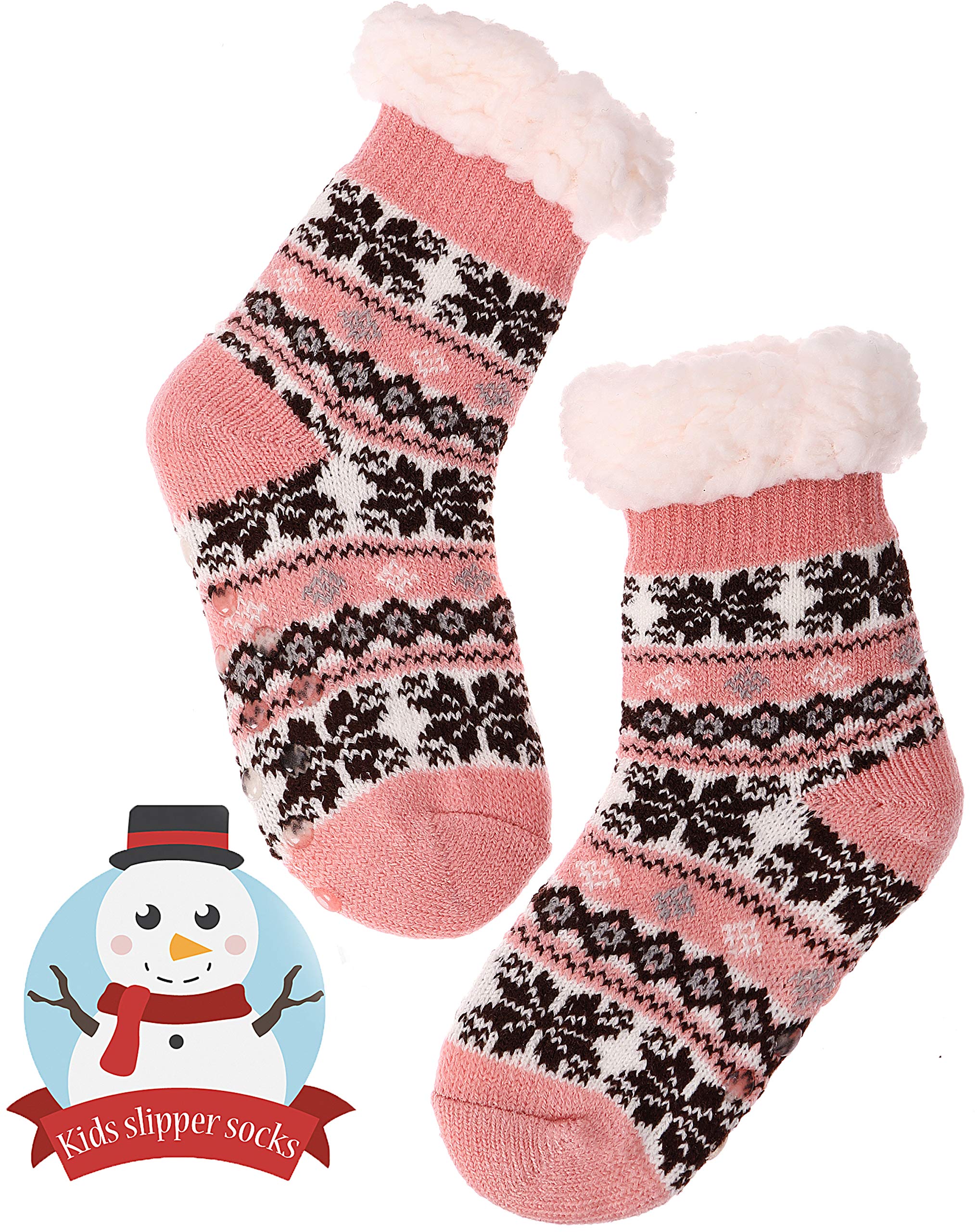 MOGGEI Girls Slipper Fuzzy Socks Kids Boys Fluffy Fleece Lined Warm Plush Sherpa Winter Child Home Socks