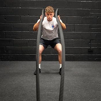 Garage Fit Battle Ropes For Exercise Training-1.5"/2"x30' 40' 50' Lengths- Heavy Duty Poly Dacron-Waterproof Grip Ends-Wear Resistant Thick Battle Rope-Undulation Rope For At Home Workout Equipment