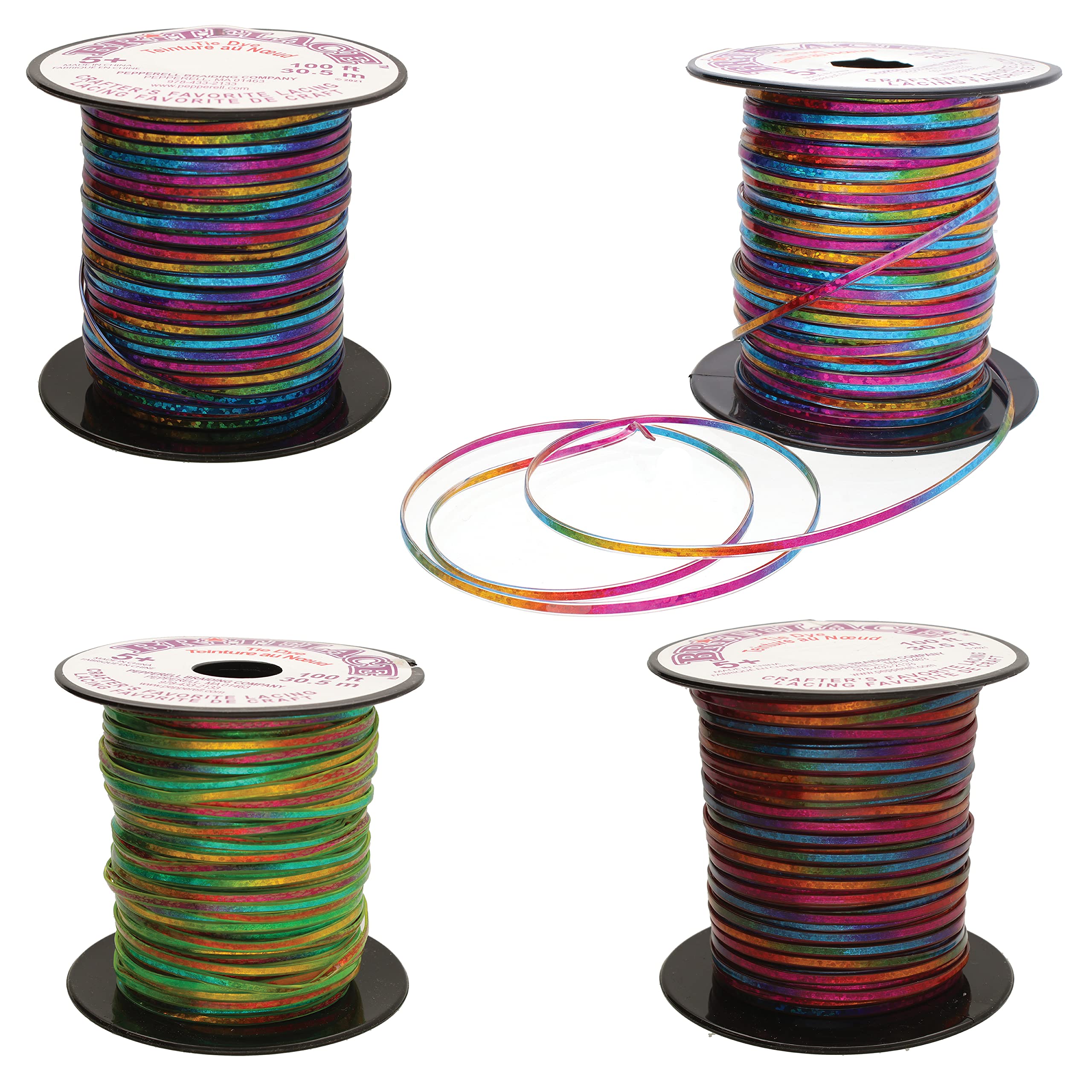 Lacets plats en plastique souple tie-dye pour réussir tous vos scoubidous