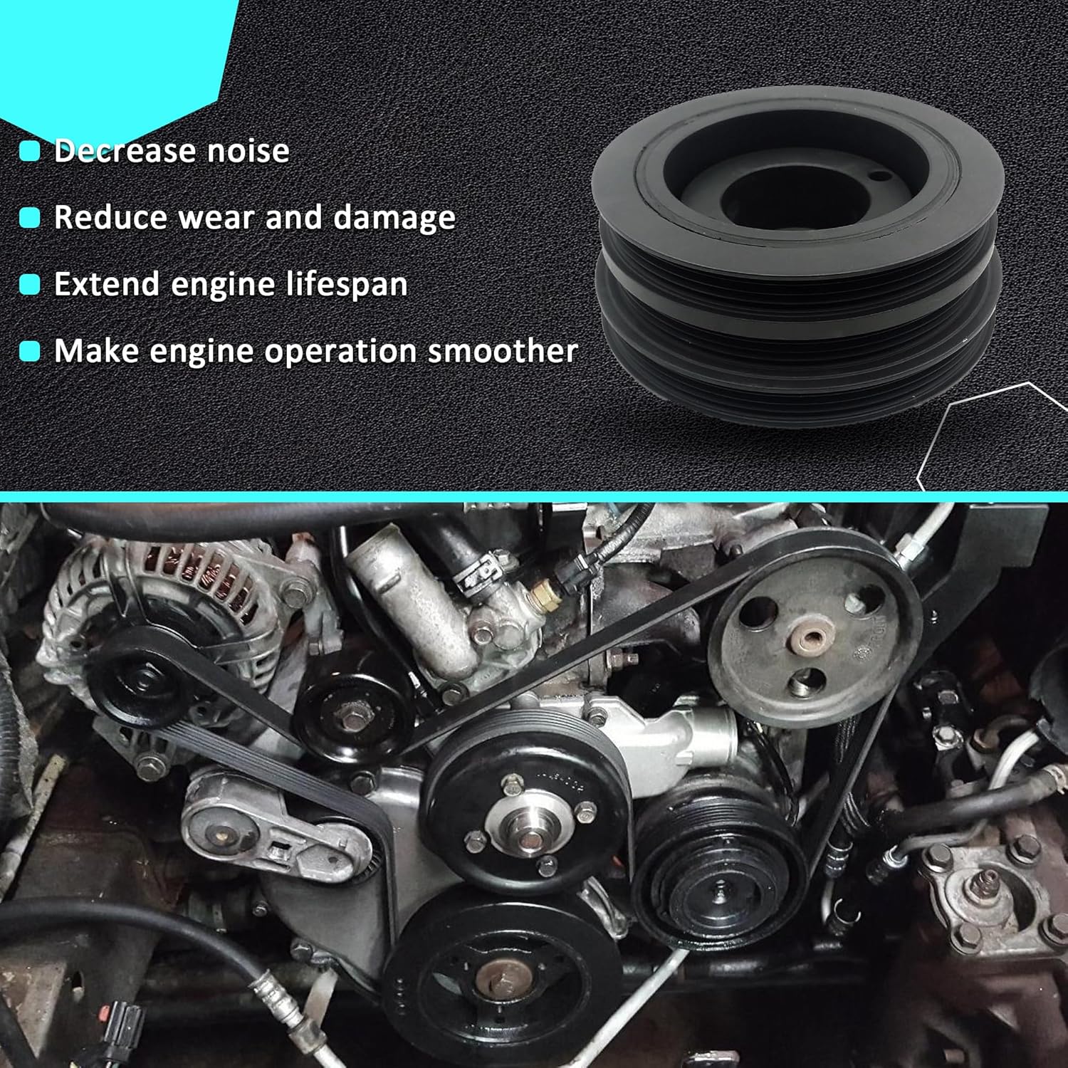 Engine Harmonic Balancer Crankshaft Pulley 594-201 Compatible with Toyota Tacoma 1995-2004 Tundra 2000-2004 4runner 1996-2002 T100 1995-1998 V6 3.4L 1340862040