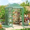 7x7x7.3 FT Outdoor Greenhouse,Walk-in Heavy Duty Metal Green House with 180g Double Layer PE Cover,Small Size