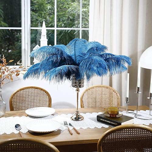 Miniatura 5 de Larryhot Plumas de avestruz de 16 a 18 pulgadas de largo, 10 centros de mesa de plumas para mesas, fiestas de boda y decoración del hogar (turquesa)
