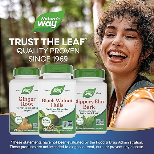 Miniatura 7 de Nature's Way Black Walnut Hulls, tónico tradicional del tracto digestivo*, 900 mg por porción de 2 cápsulas, proyecto verificado sin OMG, vegano,