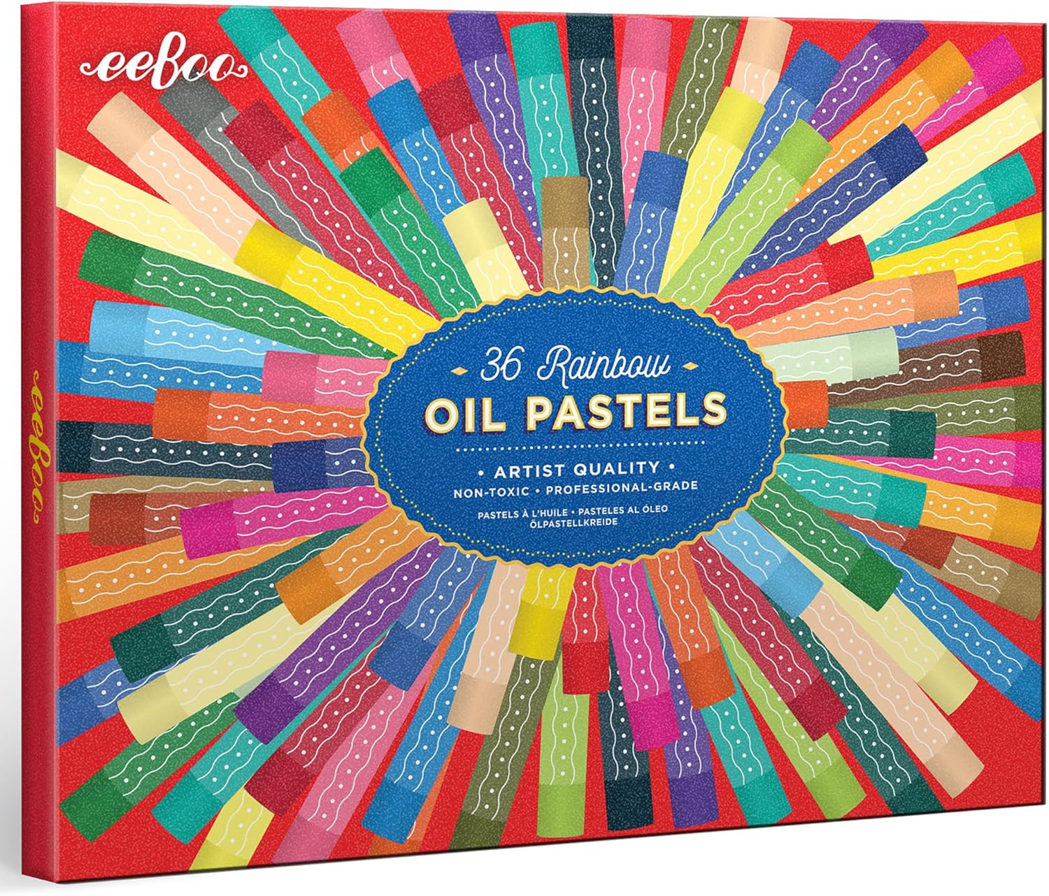eeBoo Oil Pastels Strawberry Peeps - 50 Artist-Quality Blendable Color Sticks, Bold Pigments for Drawing & Blending, Sliding Gift Box, Kids Ages 5+