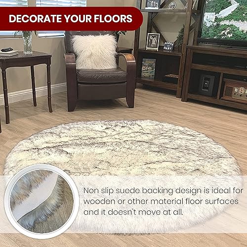 Miniatura 57 de Alfombra de lujo de piel de oveja sintética Alfombra esponjosa para dormitorio, sala de estar, habitación de los niños, alfombra suave y Marrón